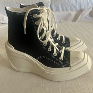 New No Box Size 7 Converse Chuck High Top 70 De Luxe Wedge Sneakers Black Egret